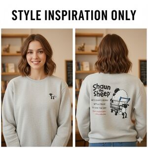 Shaun the Sheep Aardman Animations Embroidered Graphic Sweatshirt Grey Medium